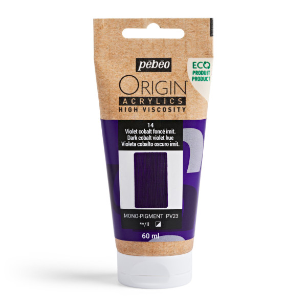 photo-Peinture acrylique - Violet cobalt foncé - 14 - Haute viscosité - Pébéo - Origin acrylics - 60ml