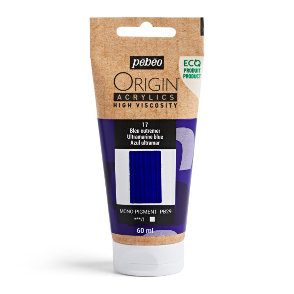 photo-Peinture acrylique - Bleu outremer - 17 - Haute viscosité - Pébéo - Origin acrylics - 60ml