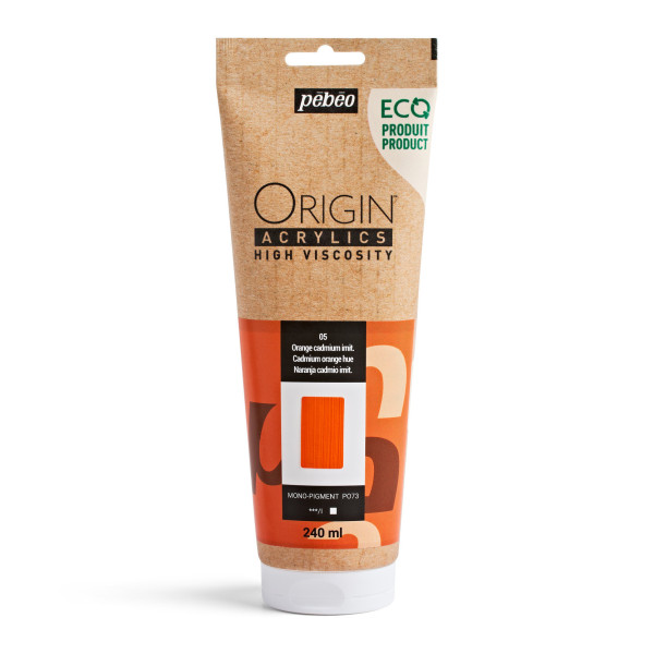 photo-Peinture acrylique - Orange cadmium - 5 - Haute viscosité - Pébéo - Origin acrylics - 240ml