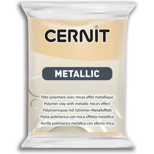 photo - Pâte polymère - Opaque - A cuire - Pâte à modeler - Champagne - Bloc de 56g - Cernit - Metallic