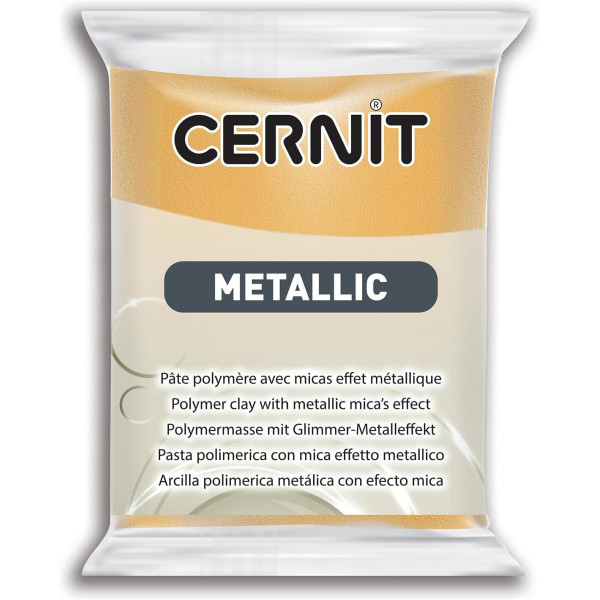 photo - Pâte polymère - Opaque - A cuire - Pâte à modeler - Or- Bloc de 56g - Cernit - Metallic