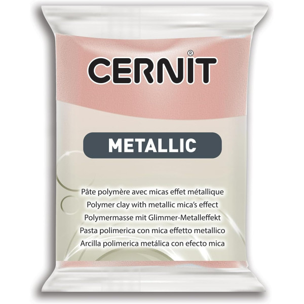 photo - Pâte polymère - Opaque - A cuire - Pâte à modeler - Or rose - Bloc de 56g - Cernit - Metallic