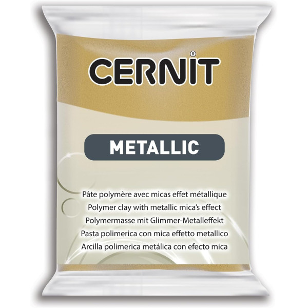 photo - Pâte polymère - Opaque - A cuire - Pâte à modeler - Or riche - Bloc de 56g - Cernit - Metallic
