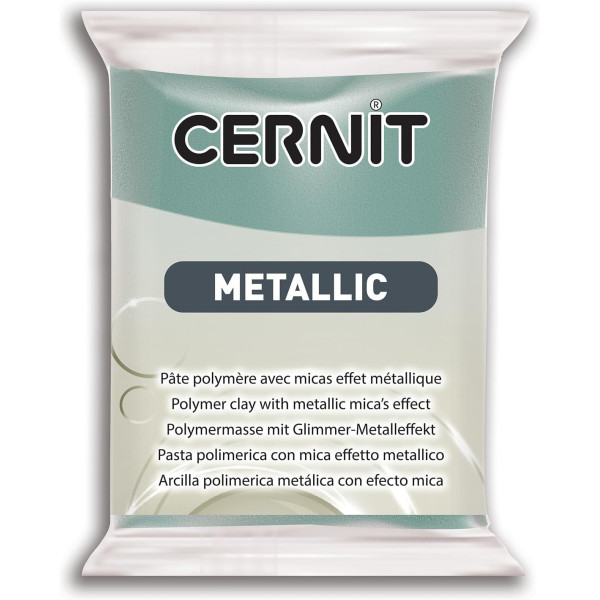 photo - Pâte polymère - Opaque - A cuire - Pâte à modeler - Or turquoise - Bloc de 56g - Cernit - Metallic