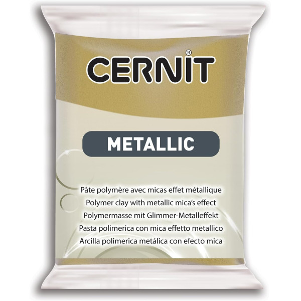 photo - Pâte polymère - Opaque - A cuire - Pâte à modeler - Or antique - Bloc de 56g - Cernit - Metallic