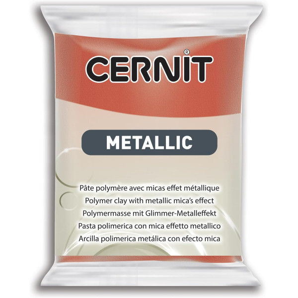photo - Pâte polymère - Opaque - A cuire - Pâte à modeler - Cuivre - Bloc de 56g - Cernit - Metallic