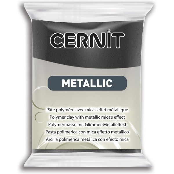 photo - Pâte polymère - Opaque - A cuire - Pâte à modeler - Hématite - Bloc de 56g - Cernit - Metallic