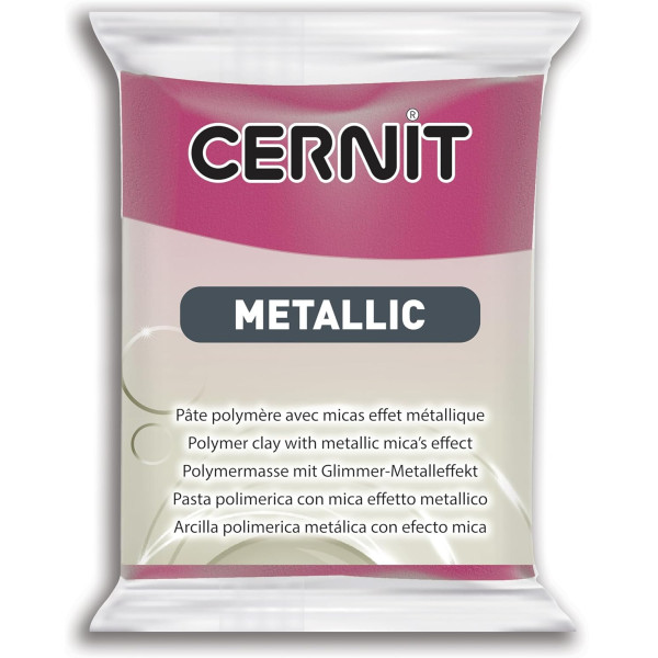 photo - Pâte polymère - Opaque - A cuire - Pâte à modeler - Magenta - Bloc de 56g - Cernit - Metallic