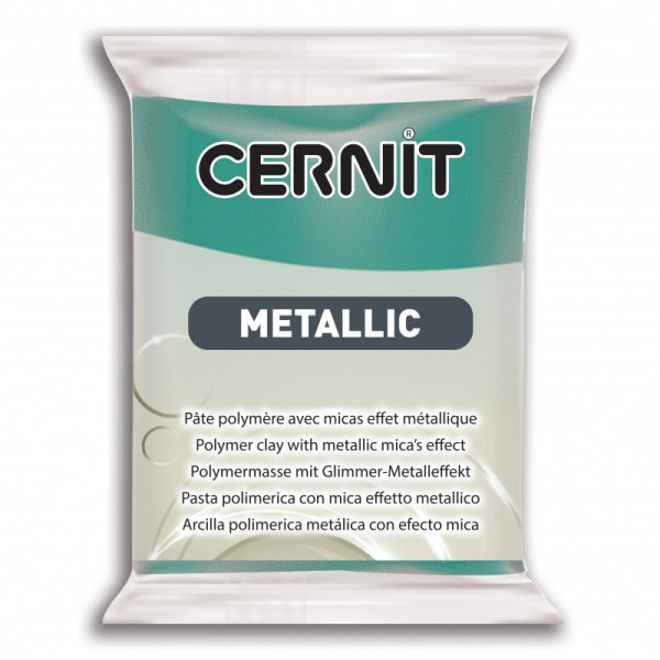 photo - Pâte polymère - Opaque - A cuire - Pâte à modeler - Turquoise - Bloc de 56g - Cernit - Metallic