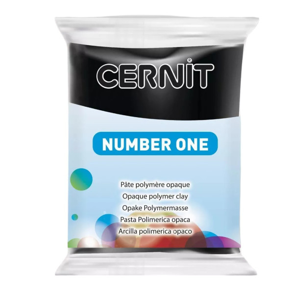 photo - Pâte polymère - Opaque - A cuire - Pâte à modeler - Noir - Bloc de 56g - Cernit - Number one