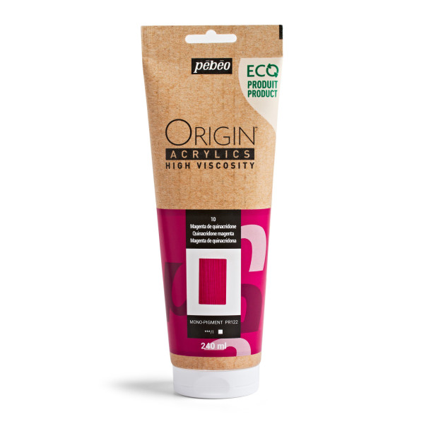 photo - Peinture acrylique - Magenta quinacridone - 10 - Haute viscosité - Pébéo - Origin acrylics - 240ml
