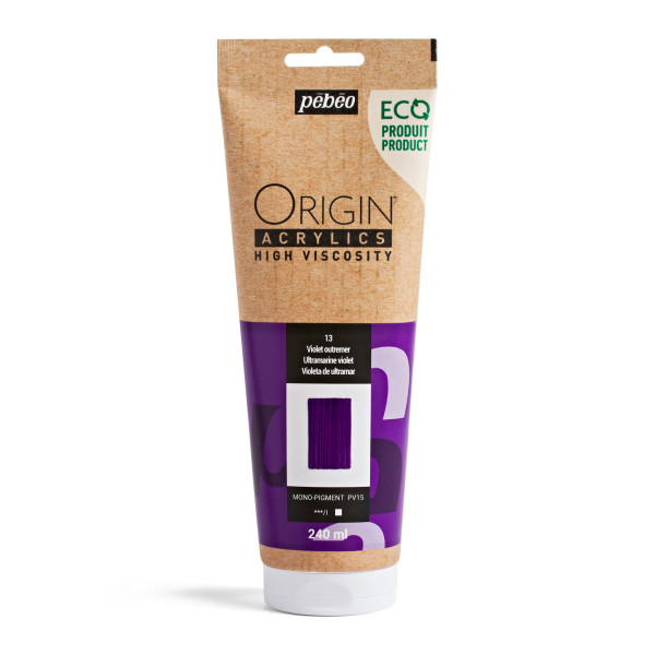 photo-Peinture acrylique - Violet outremer - 13 - Haute viscosité - Pébéo - Origin acrylics - 240ml