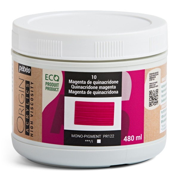 photo-Peinture acrylique - Magenta quinacridone - 10 - Haute viscosité - Pébéo - Origin acrylics - 480ml