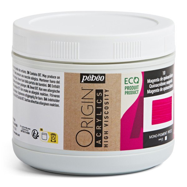 Peinture acrylique - Magenta quinacridone - 10 - Haute viscosité - Pébéo - Origin acrylics - 480ml