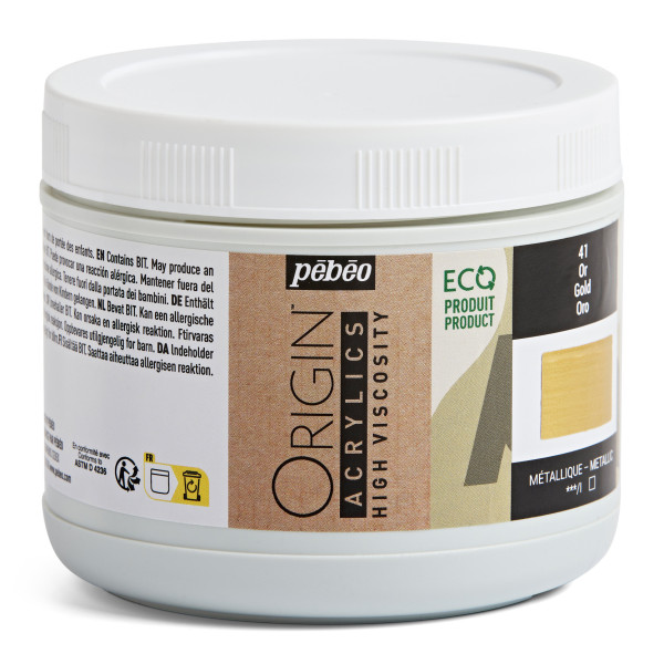 Peinture acrylique - Or - 41 - Haute viscosité - Pébéo - Origin acrylics - 480ml