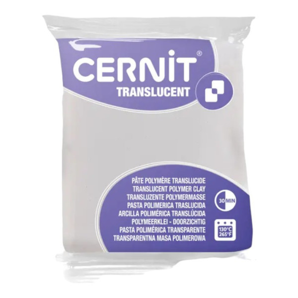 Pâte polymère - A cuire - Pâte à modeler - Glitter blanc - Bloc de 56g - Cernit - Translucent