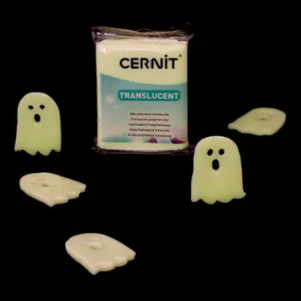 Pâte polymère - A cuire - Pâte à modeler - Phosphorescent - Bloc de 56g - Cernit - Translucent