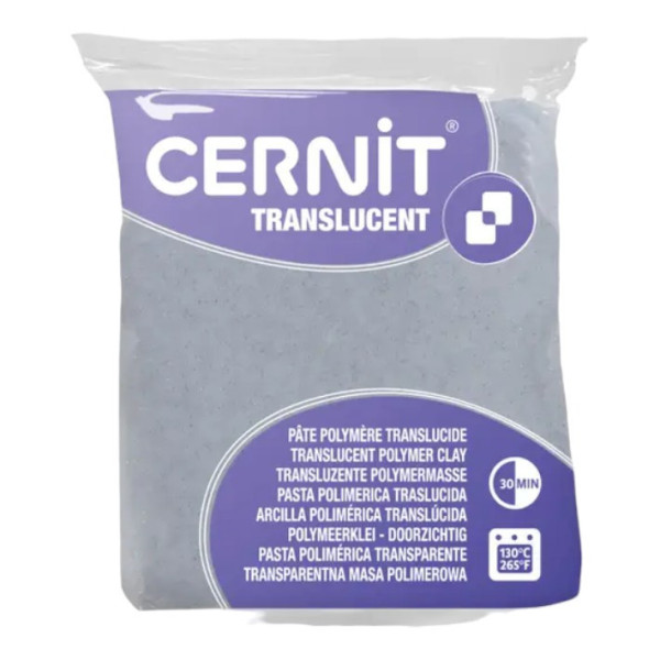 Pâte polymère - A cuire - Pâte à modeler - Glitter argent - Bloc de 56g - Cernit - Translucent
