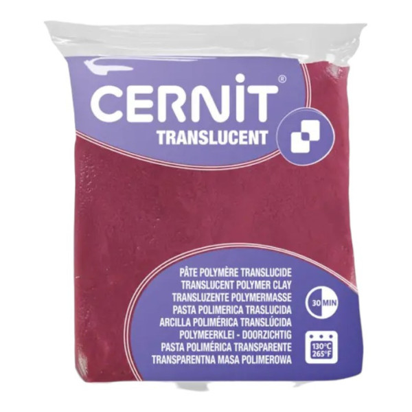 Pâte polymère - A cuire - Pâte à modeler - Bordeaux - Bloc de 56g - Cernit - Translucent