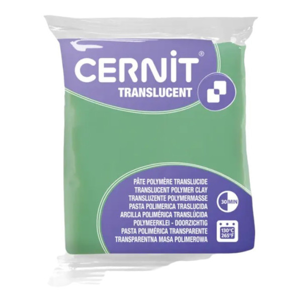 Pâte polymère - A cuire - Pâte à modeler - Vert citron - Bloc de 56g - Cernit - Translucent