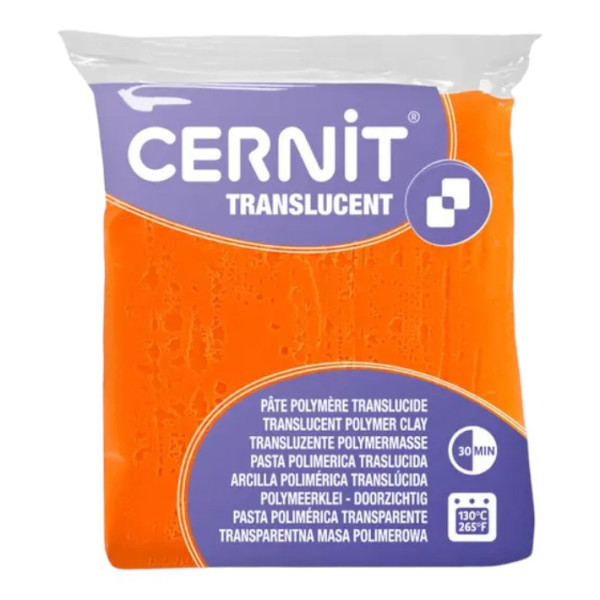 Pâte polymère - A cuire - Pâte à modeler - Orange - Bloc de 56g - Cernit - Translucent