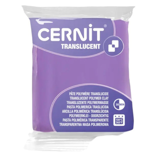 Pâte polymère - A cuire - Pâte à modeler - Violet - Bloc de 56g - Cernit - Translucent