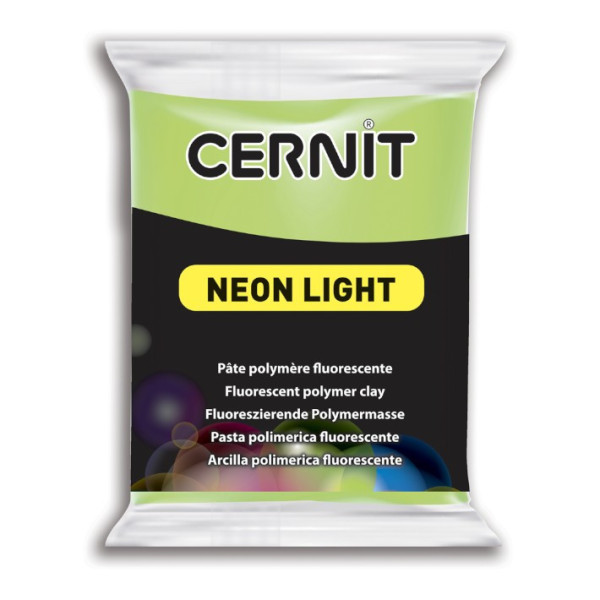 photo-Pâte polymère - Opaque - A cuire - Pâte à modeler - Vert - Bloc de 56g - Cernit - Néon light