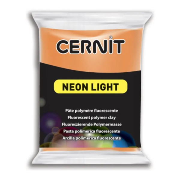 photo-Pâte polymère - Opaque - A cuire - Pâte à modeler - Orange - Bloc de 56g - Cernit - Néon light