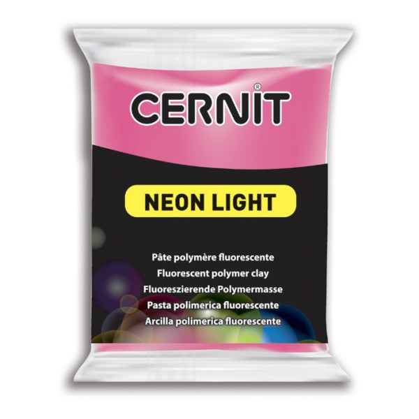 photo-Pâte polymère - Opaque - A cuire - Pâte à modeler - Fuchsia - Bloc de 56g - Cernit - Néon light