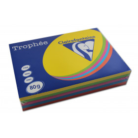 5x100 feuilles A4 - Couleurs vives assorties - 80g - Trophée Clairefontaine