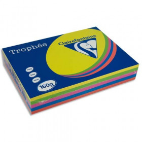 5X50 Feuilles A4 - Couleurs Vives Assorties - 160G - Trophée Clairefontaine | Artmania