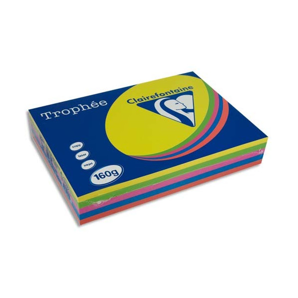 5X50 Feuilles A4 - Couleurs Vives Assorties - 160G - Trophée Clairefontaine | Artmania