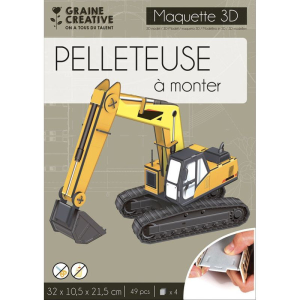 Maquette - Puzzle - 3D - Pelleteuse - 49 pièces - Dès 8 ans