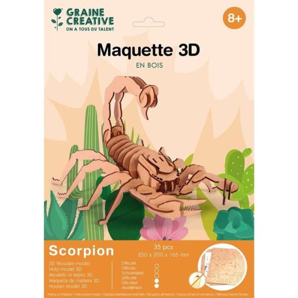 Maquette - Puzzle - 3D - En bois - Scorpion - 35 pièces - Dès 8 ans