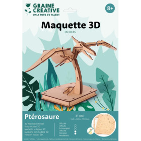 Maquette - Puzzle - 3D - En bois - Ptérosaure - 31 pièces - Dès 8 ans