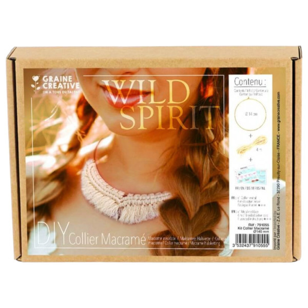 Kit créatif - Macramé - Collier - 14cm de diamètre - Accessoires inclus - Graine créative