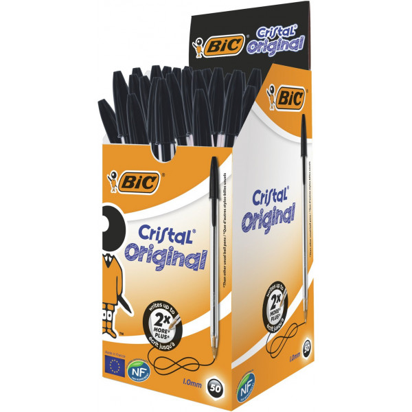 Boite De 50 Bic Cristal Noir pas cher