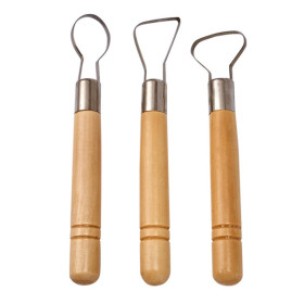 photo-Mirettes - Accessoires pour poterie et sculpture - 3 pièces - Manche en bois