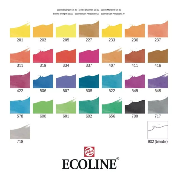 Feutres - Aquarelle - Dessin - Croquis - 30 couleurs primaires - Ecoline