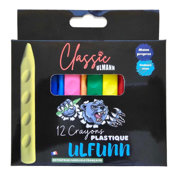 photo - Crayons plastique - Couleurs vives - Mains propres - 12 crayons de couleur - Ulmann