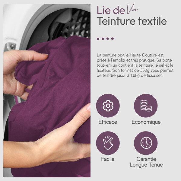 Teinture textile - Tout-en-un - Vêtements - Tissus - Lie de vin - 350g - Haute couture