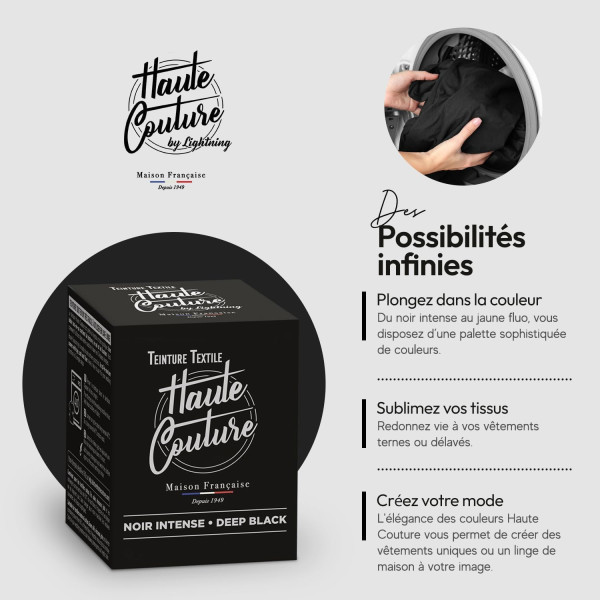 Teinture textile - Tout-en-un - Vêtements - Tissus - Noir - 3x350g - Haute couture
