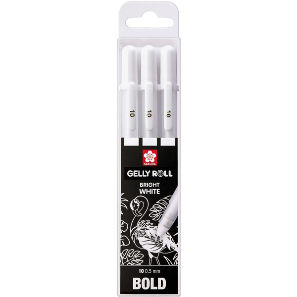 Etui De 3 Stylos Sakura Gelly Basic White - Blanc - 0,5 Mm - Sakura pas cher