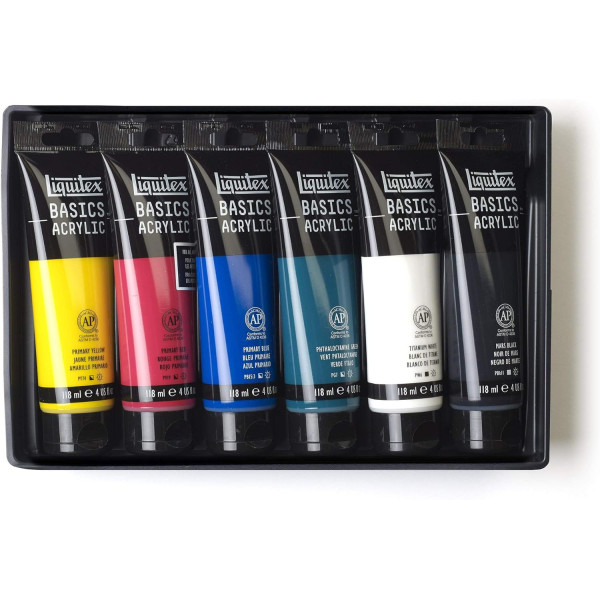 Peinture acrylique - Liquitex - Basics Acrylic - Coffret 6 tubes de 118ml - Assortiment