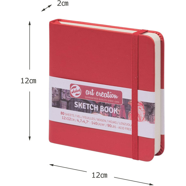 Carnet croquis 12x12cm 80 feuilles rouge - Royal Talens | Surdiscount