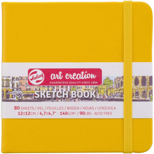 Carnet Croquis 12 X 12 Cm 80 Feuilles 140G Jaune Royal Talens pas cher