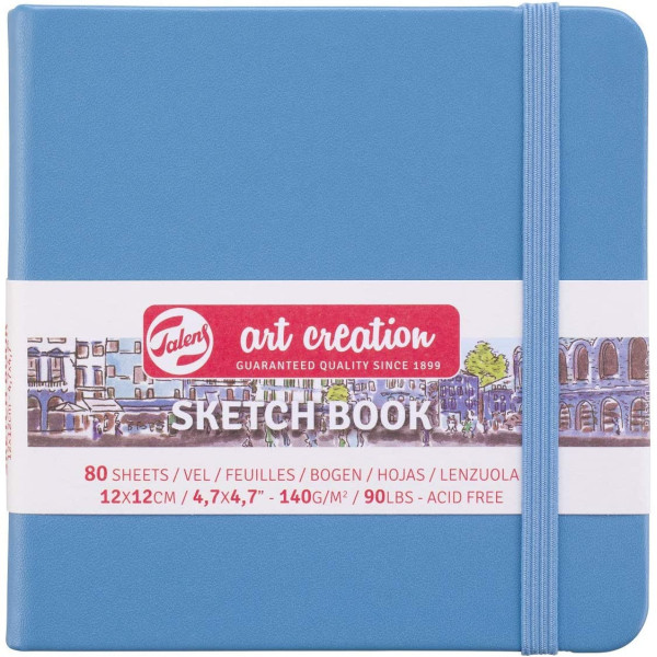 Carnet Croquis 12 X 12 Cm 80 Feuilles 140G Bleu Royal Talens pas cher