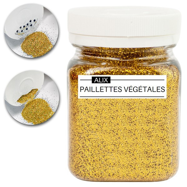 photo - Paillettes - Or - Biodégradable - Végétal - Loisirs créatifs - Carterie - Pot 35g