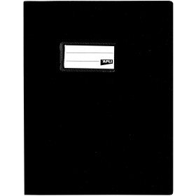 photo-Protège-cahier opaque noir en PVC – Format 17x22 cm – Épaisseur 19/100ème – Grain cuir