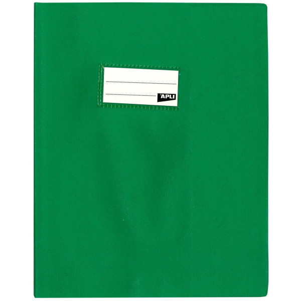 photo-Protège-cahier opaque vert en PVC – Format 17x22 cm – Épaisseur 19/100ème – Grain cuir